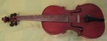 Старая скрипка 4/4  со смычком в футляре + смычок., фото №3