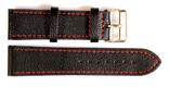 Ремешок кожаный SOLETTA 24 мм, черный с красной строчкой, photo number 2