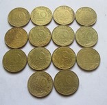 10 сантимов. 14 монет, фото №2