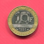 Франция 10 франков 1991 Биметалл, фото №3