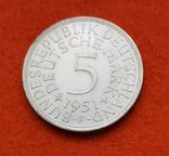 Германия ФРГ 5 марок 1951 ,,F,, серебро, фото №2