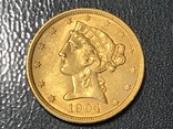 5 долларов сша 1904 г. Золото, фото №3