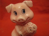 Статуэтка - Свинка с букетом - фарфор., фото №4