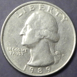 25 центів США 1989 P, фото №2
