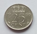 Нидерланды 25 центов 1968 г., фото №3