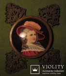 164. Портретная миниатюра "Девушка в шляпе", живопись на фарфоре, позолота, XIX век, фото №5