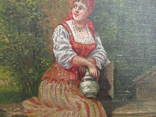1897 год. Подписная картина 50см*35см. Девушка с кувшином., фото №3