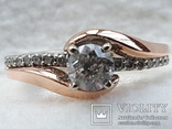 Кольцо с бриллиантом. 0,39 Ct. Золото 14 карат. (бриллиант, перстень, дiамант, diamond), фото №2