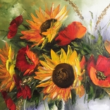 Картина «Полевые цветы» масло мастихин, фото №3