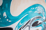 Акварельна абстракція в Бірюзово-Чорних кольорах покрита лаком. (70х50 см)., фото №9