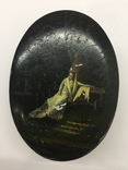 Шкатулка лаковая миниатюра Федоскино старинная, фото №2
