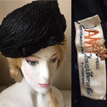 Винтажная шляпка 1950 .Черная плетеная ., фото №2
