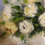 Картина «Белые розы» масло мастихин 45х60, фото №3