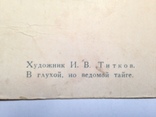 Открытка В глухой но ведомой тайге Худ. И.В. Титков 1957 СХ. подписана. А, фото №7