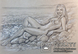 Рисунок "На диком пляже". Ирена Алисова, 29,7 х 21 см., фото №2