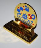Медаль с пъедесталом, известного производителя Израиль, яркое золочение - ⌀ 6,5 см., фото №4