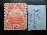 Корабли. Бермудские острова. 1910 г. Кармин. марка MLH, фото №3