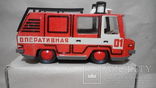 Заводная пожарная машина жесть игрушка СССР, фото №6