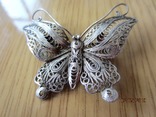 Винтаж бабочка филигрань серебро 925, фото №2