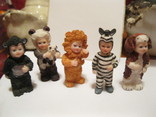 Фигурки детки куклы статуэтки типа анне гендес керамика 5шт-набор зебра лев собака, фото №2