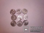 Монеты США 10ц. - 9 штук., фото №3