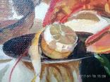 Копия картины "Натюрморт с омаром" голландского   художника Абрахама Ван Бейерена. 50x60, фото №4