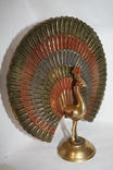 Статуэтка разнос Павлин птица приносящая счастье бронза латунь эмаль Англия Индия, фото №11