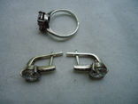 Серебренные серьги и кольцо 925 проба, фото №5