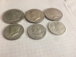 Серебро США 3 по 1 доллара и 3 по 50 центов, фото №4
