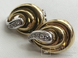 Золотые серьги с бриллиантами Италия, фото №4