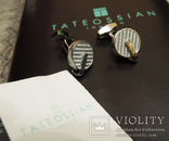 Запонки Tateossian +чехол / Pulley Carbon Fibre / Round Grey Cufflin, фото №4