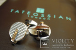 Запонки Tateossian +чехол / Pulley Carbon Fibre / Round Grey Cufflin, фото №7