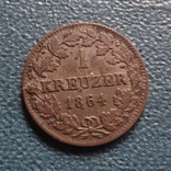 1 крейцер 1864 Баден  серебро   (Z.4.1)~, фото №3