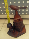 Карандашница, подставка для ручек и карандашей птичка и грибы дерево, фото №3