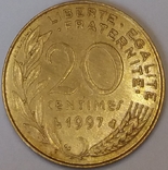 Франція 20 сантимів, 1997, фото №2