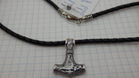 Серебряная подвеска "Молот Тора"+кожаный плетеный шнурок, фото №2