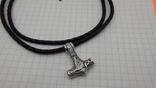 Серебряная подвеска "Молот Тора"+кожаный плетеный шнурок, фото №3