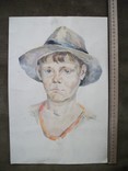 22 Картина. Портрет мальчика в шляпе. Ватман, акварель. Размер 27*40 см, фото №3