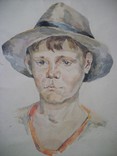 22 Картина. Портрет мальчика в шляпе. Ватман, акварель. Размер 27*40 см, фото №5