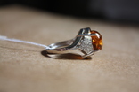 Серебряное кольцо с янтарем и золотом, фото №6