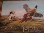 Картина "Охота на фазана".Европа. 92*62 см. Холст. Масло. Подпись., фото №4
