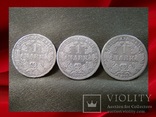 1 марка Германия 1874, 1875 и 1876 год, серебро, фото №2