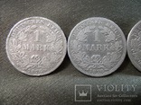 1 марка Германия 1874, 1875 и 1876 год, серебро, фото №3
