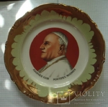 Святой Иоанн XXIII, настенная тарелка, фарфор, обильно полита золотом., фото №2