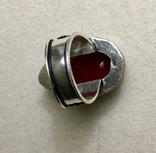 Массивный серебряный перстень с натуральным красным гранатом, фото №5