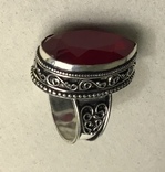 Массивный серебряный перстень с натуральным красным гранатом, фото №7