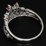 Кольцо серебряное 925 натуральный рубин, белый сапфир., фото №3