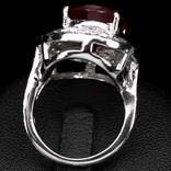 Кольцо серебряное 925 натуральный красный топаз, белый сапфир., фото №5