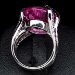 Кольцо серебряное 925 натуральный платиновый розовый топаз, пурпурный аметист., фото №5
