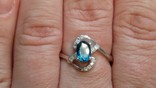 Кольцо серебряное 925 натуральный ААА лондон топаз, цирконий., photo number 5